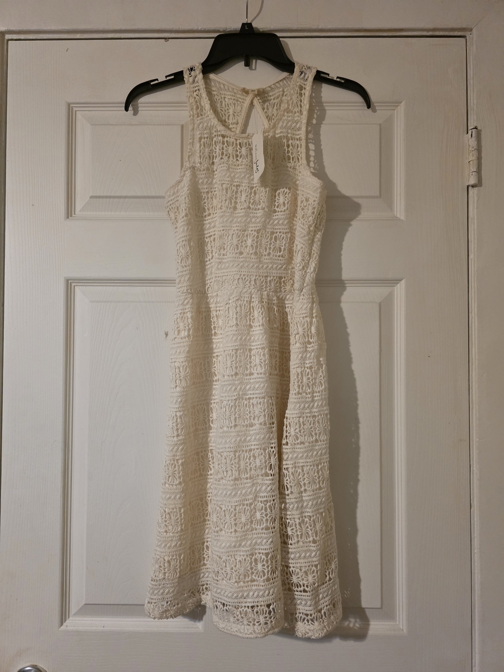 Maison Jules Cream Crochet Midi Dress